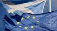 Saltire and EU flag