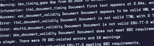 An image showing a skewed screen grab of terminal output of the validator.