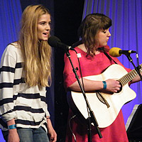 Fern Calderwood and Megan Reid from I Hope My Heart Goes First performing on the BBC Radio Scotland Festival Cafe.