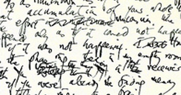 Detail from a draft of a Ted Hughes poem 'Last Letter.'