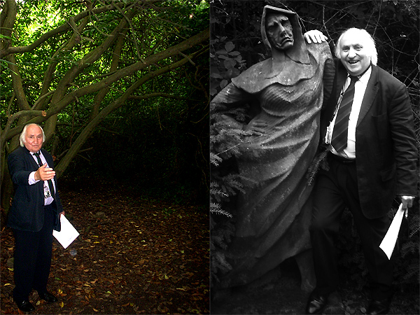 Richard Demarco illustrates how he will stage his musical Camelot in the grounds of Craigcrook Castle