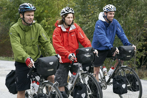 Brothers Danny, Sam and Ben Wood on their bikes.