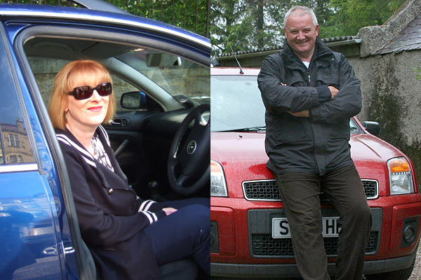 Edi Stark and Mark Stephen with their cars