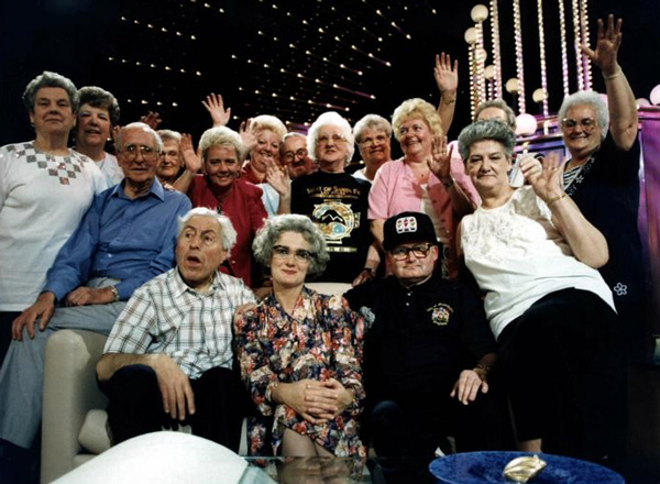 Caroline Aherne as Mrs Merton with the audience of British OAPs she flew over to Las Vegas for a series of shows