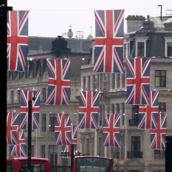 Union Jack flags on Regent Street, London