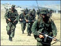 American soldiers on a Grenada beach