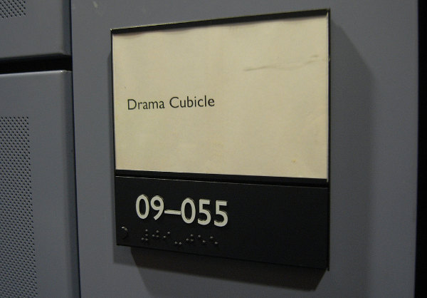 drama cubicle sign