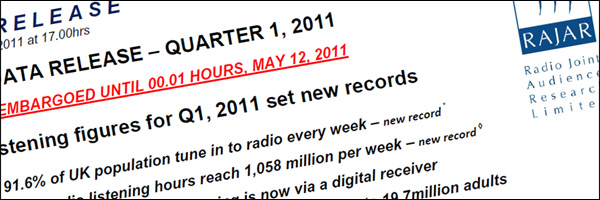 Screen grab of RAJAR press release