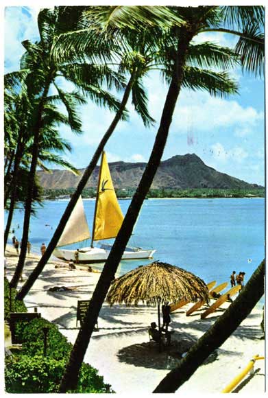 pentathol postcard from Hawaii, front