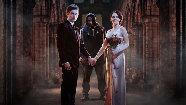 Lacey Turner, David Harewood and Andrew Gower in Frankenstein's Wedding... Live in Leeds