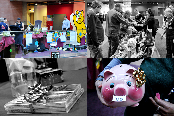 Children In Need, fundraising Tombola. BBC Scotland, Glasgow, November 2010