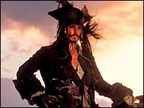 Actor Johnny Depp in Pirates of the Caribbean