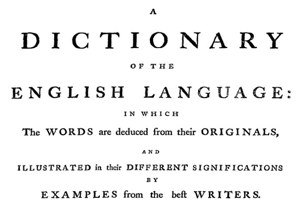 Frontispiece from Dr Johnson's dictionary