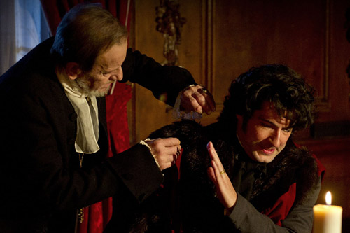 Bishop Crowther (Ronald Pickup) and Samuel Horrocks (Tom Ellis) in Pilate, part of BBC One's The Preston Passion.