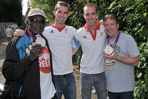 Richard and Peter Chambers with Rudolph Walker and Adam Woodyatt