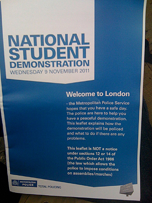 Police notice ahead of student protest