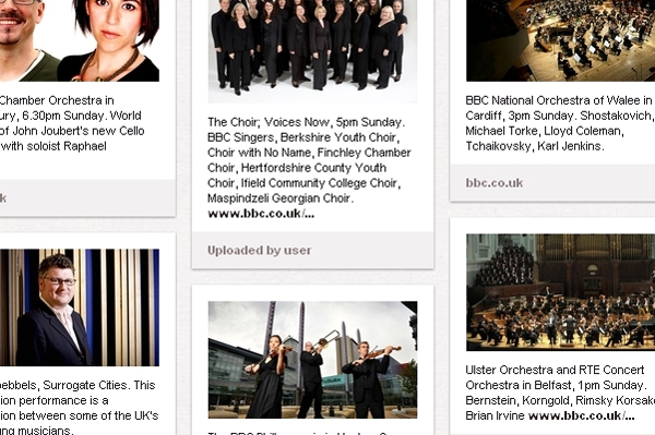 A screenshot of a Pinterest board created to show all of the BBC Radio 3 Music Nations programmes on one page.