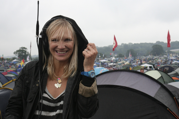 BBC presenter Jo Whiley presents coverage from Glastonbury 2009