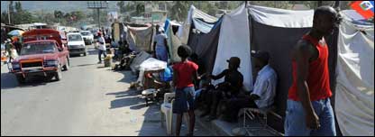 Makeshift shelters in Haiti
