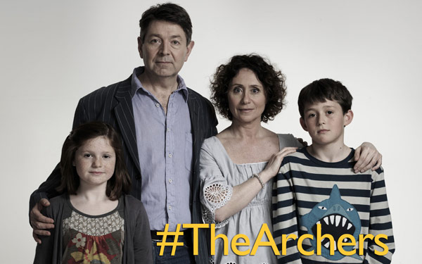 The Pargetters. Left-to-right: Nigel (played by Graham Seed), Lily, Elizabeth (played by Alison Dowling) and Freddie.