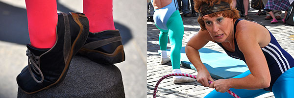 Performers advertising their Fringe shows