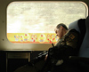 Boy soldier asleep on the train to Jerusalem
