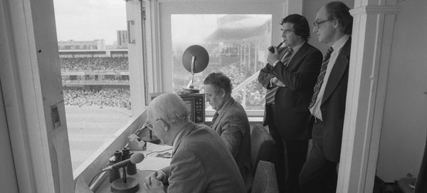 Alan McGilvray, Trevor Bailey, Freddie Truman, and Henry Blofeld, Test Match Special, Lords 1981