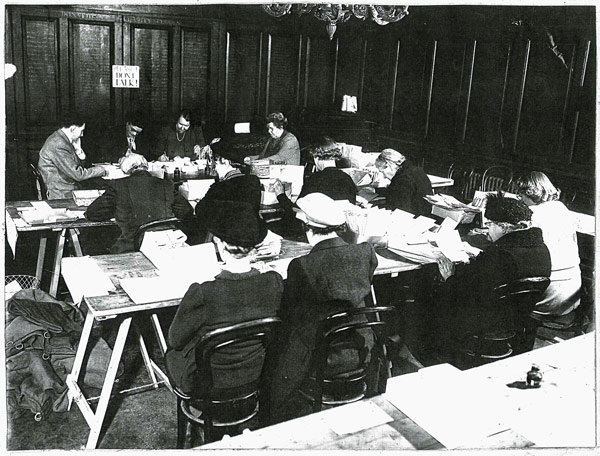 counting donations for the St Martin's Christmas Appeal in 1950