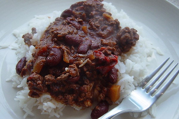 Chilli con carne, made with the Hungarian Hot Wax chillis