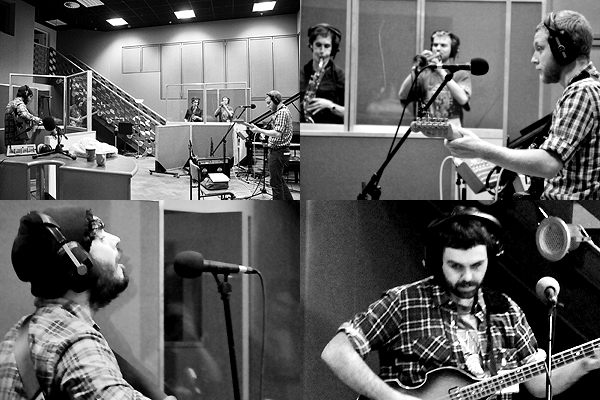 Wooden Box and a Fistful of Fivers rehearsing in Studio 1, BBC Scotland for Another Country