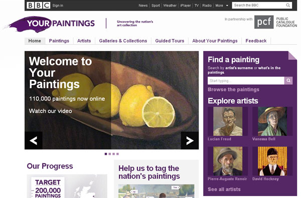 Screen grab from the Your Paintings website.