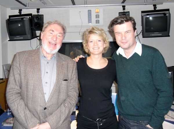 Picture of HK Gruber and broadcaster Daniele Zimper in the ORF Studios in Vienna with Petroc