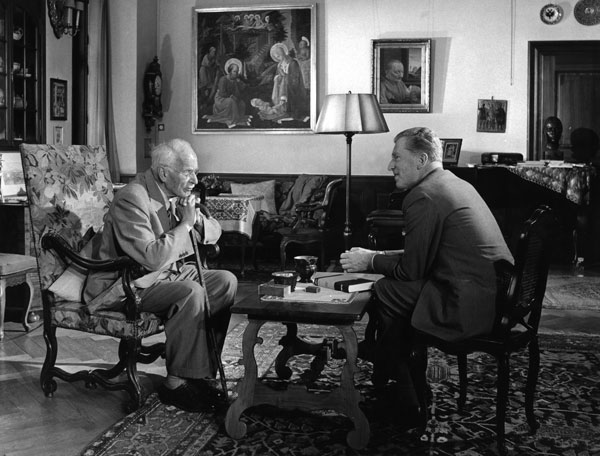 Professor Carl Gustav Jung and John Freeman in Jung's home in Zurich in 1959