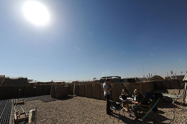 Anna Foster presenting 5 live Weekend Breakfast from Camp Bastion in Afghanistan