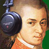 Graphic of Mozart with headphones