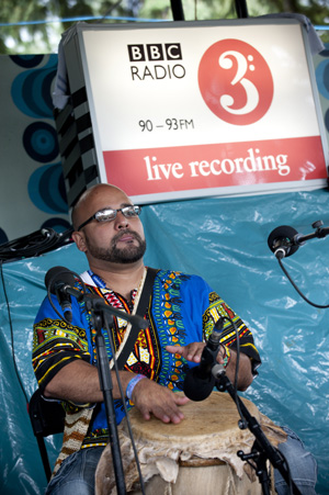 One of the musicians of COMBÉ playing at Latitude 2012. Photo: Danielle Peck/BBC