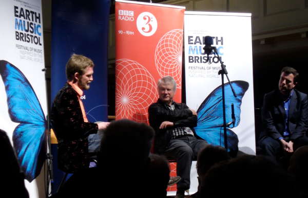 Picture of author Horatio Clare, naturalist Richard Mabey and Petroc Trelawny 