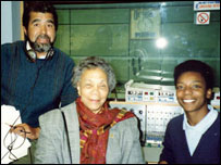 (l-r) Hugh Crosskill, Prime Minister Eugenia Charles, Pat Whitehorne