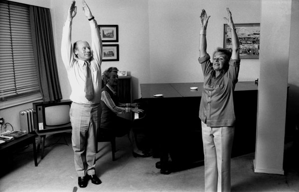 Roy Plomley with Eileen Fowler, fitness expert, in 1974.