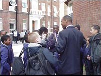 Teacher and students