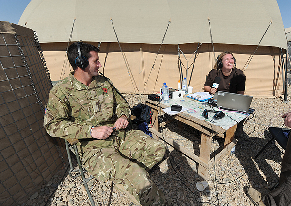 Anna Foster presenting 5 live Weekend Breakfast from Camp Bastion in Afghanistan