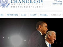 Obama and Biden and website shot