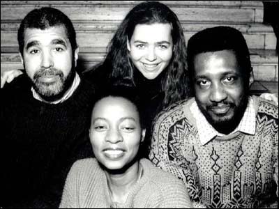 (l-r): Caribbean Service 1991: Editor Hugh Crosskill, Producer Debbie Ransome, Radio Production Assistant Tracey Robbins, Producer Mike Jarvis