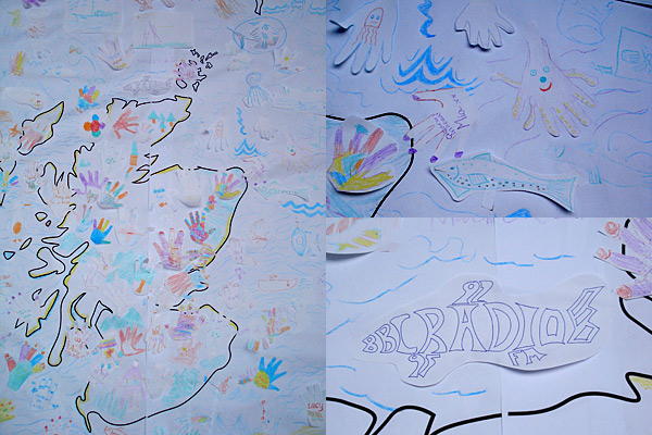 An alternative map of Scotland decorated by visitors to the BBC Radio Scotland stand at the BBC Good Food Show