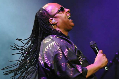Stevie Wonder performing on the Glastonbury stage 