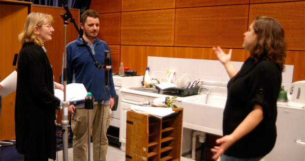 Ryan Kelly as Jazzer rehearsing in The Archers studio in Birmingham.