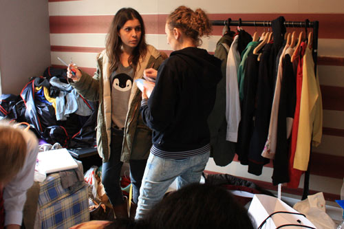 Gemma and fellow stylist Neesha in The Cut's wardrobe room