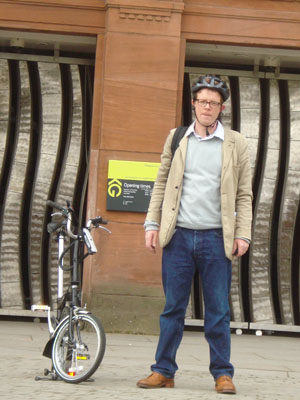 Mark Bell with his trusty bike on the walking tour