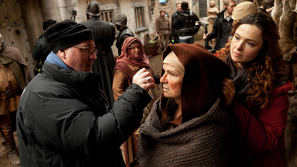Actress Julie Walters being made-up during shooting for BBC Two's The Hollow Crown. 