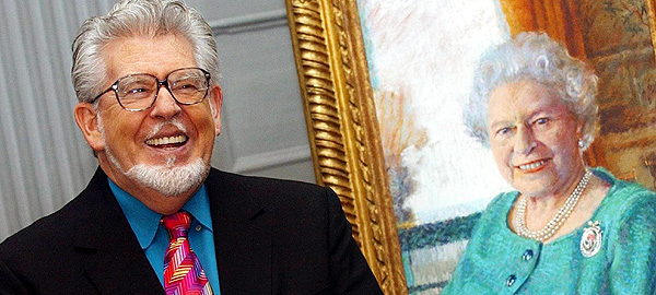 Rolf Harris chats to members of the press about his portrait of Her Majesty The Queen at the Palace of Holyroodhouse.